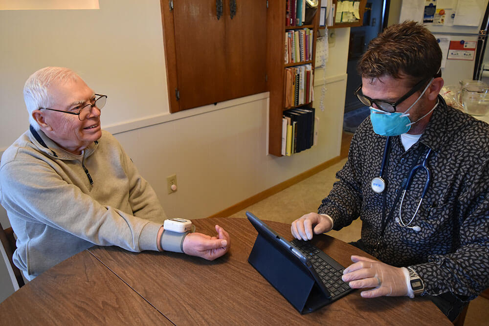 man with pulse monitor